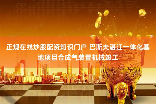 正规在线炒股配资知识门户 巴斯夫湛江一体化基地项目合成气装置机械竣工